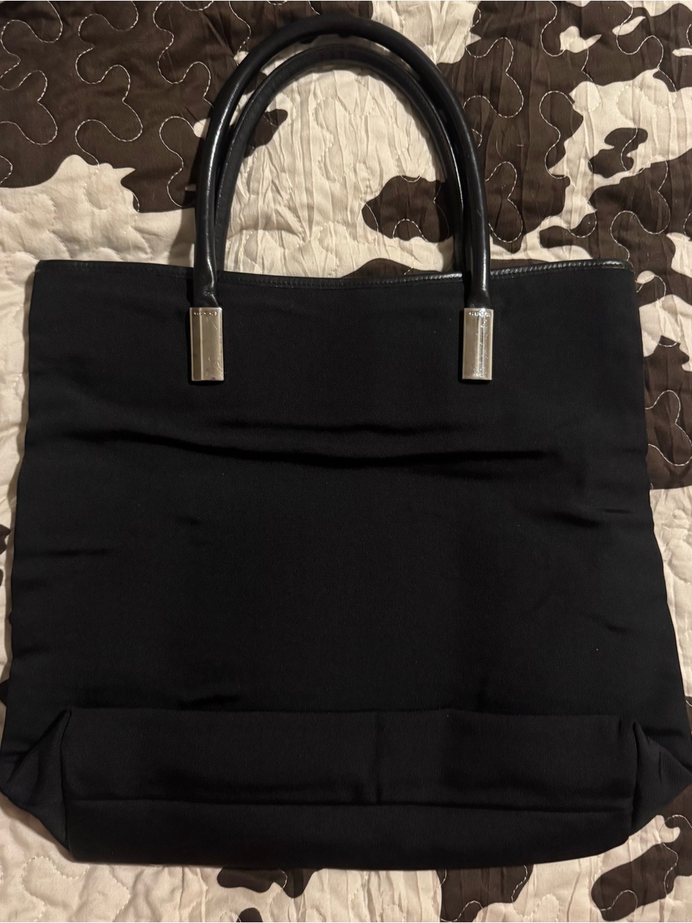 Gucci Black Tote with Patent-Style Handles